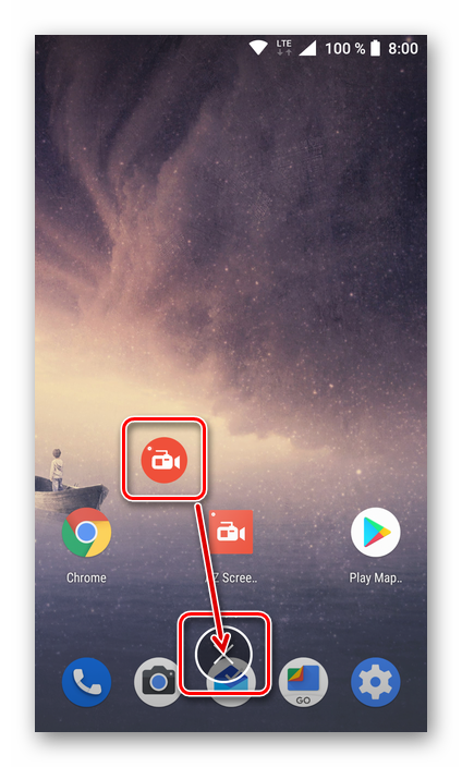 Удаление ярлыка приложения для записи видео с экрана AZ Screen Recorder для Android
